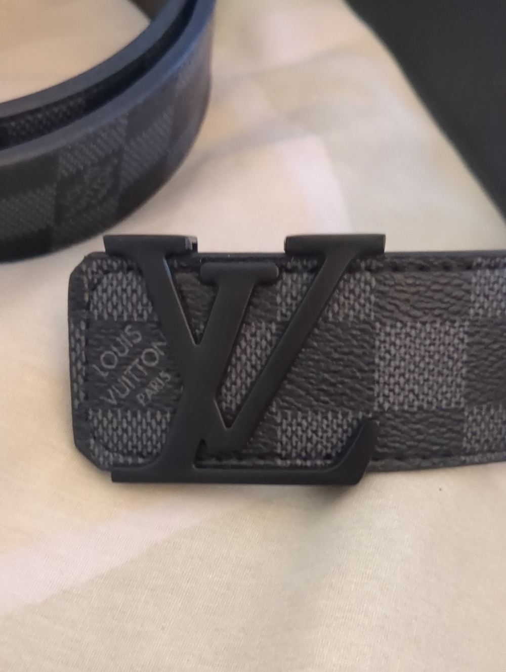 Louis Vuitton Black Damier Graphite Belt with Matte Black LV Buckle